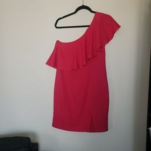 NWT Shoedazzle One Shoulder Pink Dress Size L
